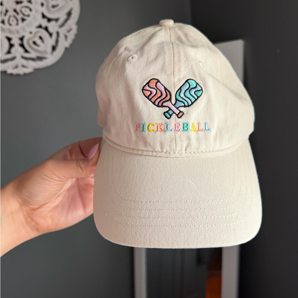 Cream Pickleball Cap with Colorful Paddle Embroidery NEW WITHOUT TAGS